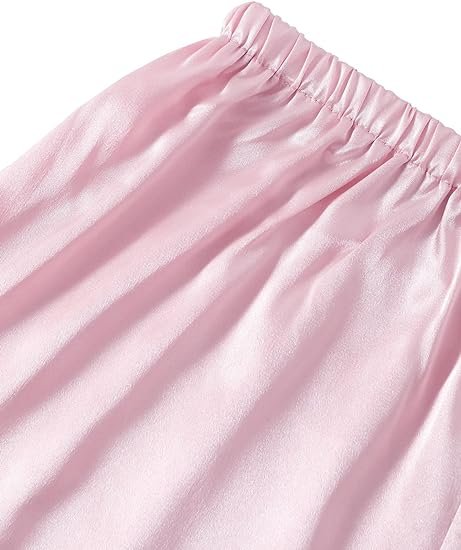 Women’s Satin Pajama Short Sleeve Baby Pink top and Shorts Set image 3