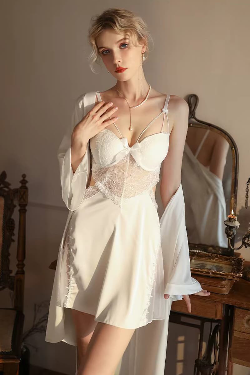 Caprisious Women’s Silk Satin Nightgown Set without Robe