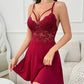 Women's Burgundy Lace Nightdress – Elegant V-Neck Sleeveless Sleepwear image 0
