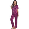 Women's Silk Satin Pyjama Set in Regal Purple – Short Sleeve image 0
