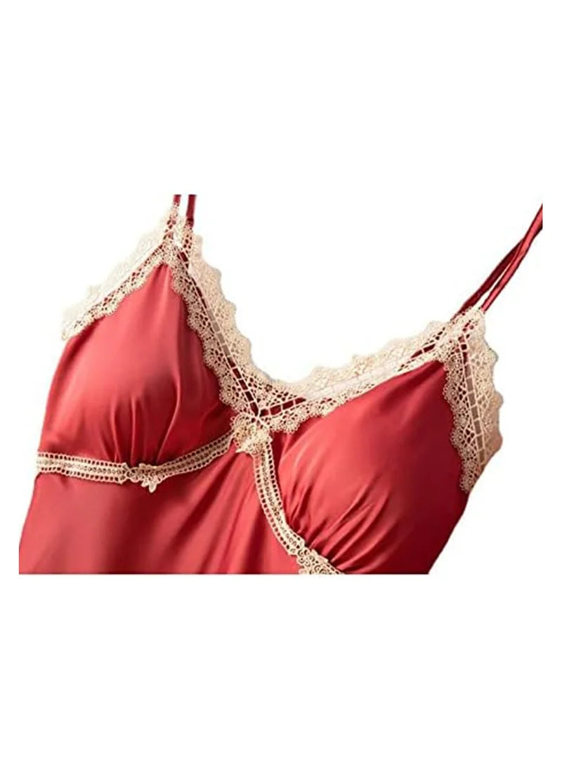 2-Piece Satin Robe and Chemise Sleepwear Set with Lace Intimate Lingerie and Bathrobe image 2