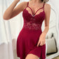 Women's Burgundy Lace Nightdress – Elegant V-Neck Sleeveless Sleepwear image 2